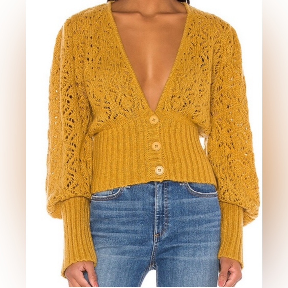 NWOT FOR LOVE & LEMONS FRANCOIS V NECK POINTELLE SWEATER